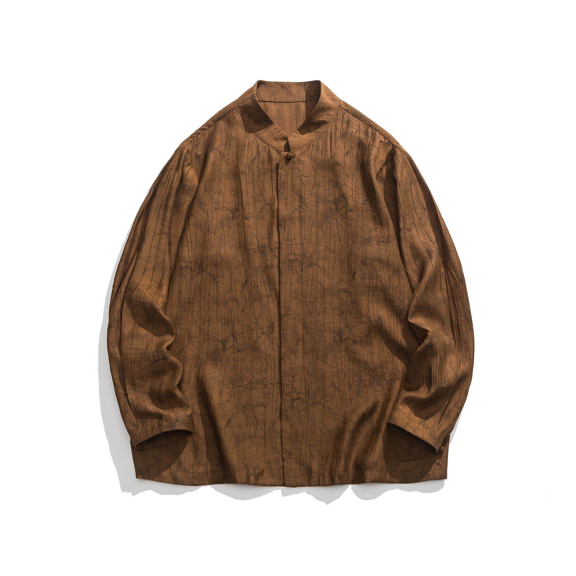 复古绸缎高级感长袖衬衣风垂感大码宽松衬衫B341-1901-P65,男装衬衫,电商B378（原B341）