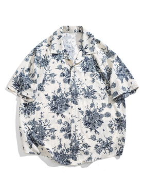 2025新款花式翻领衬衣 复古国潮短袖衬衫 1926-P55