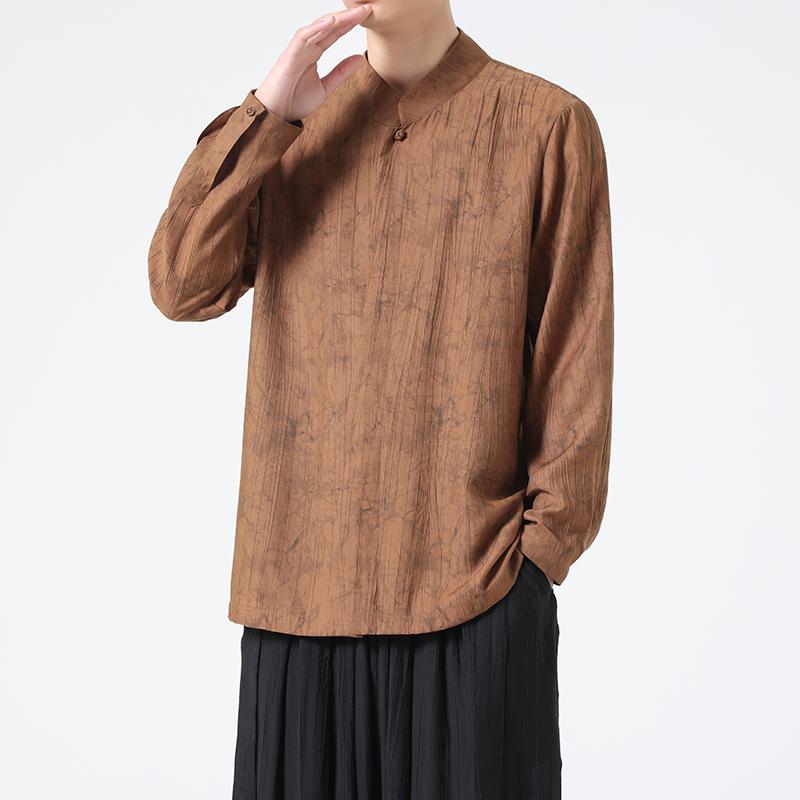 复古绸缎高级感长袖衬衣风垂感大码宽松衬衫B341-1901-P65,男装衬衫,电商B378（原B341）