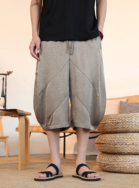 中国风夏男士灯笼裤民族风大码宽松休闲七分裤复古阔腿裤K35-P55