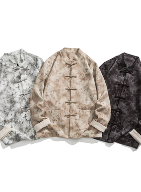 复古提花立领夹克外套新中式手工盘扣中山装大码唐装1908-P115