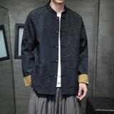 风复古夹克新中式立领铜扣唐装男青年大码汉服外套1902-P100，男装夹克，电商B378（原B341）