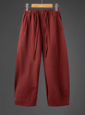 2025秋冬中国风全棉收口镰刀裤宽松大码弯刀长裤 K39-P80