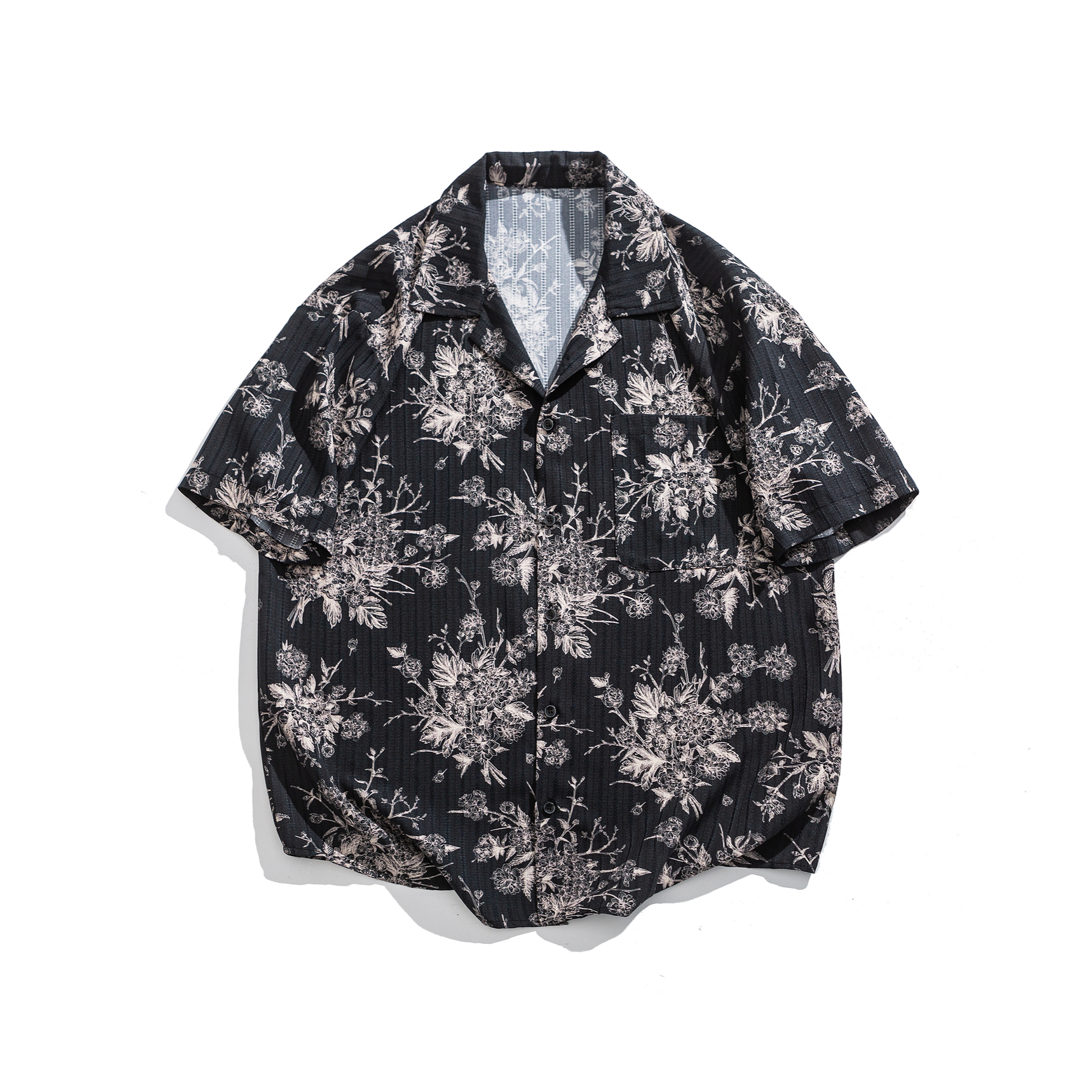 复古印花薄款冰丝凉感短袖衬衫 1926-P55