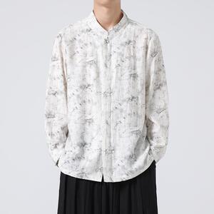 复古绸缎高级感长袖衬衣风垂感大码宽松衬衫 B341-1901-P65图片