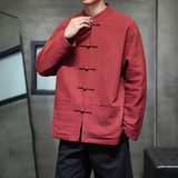 风立领盘扣夹克红色拜年服唐装手工扣大码中山装1933-P115，男装夹克，电商B378（原B341）