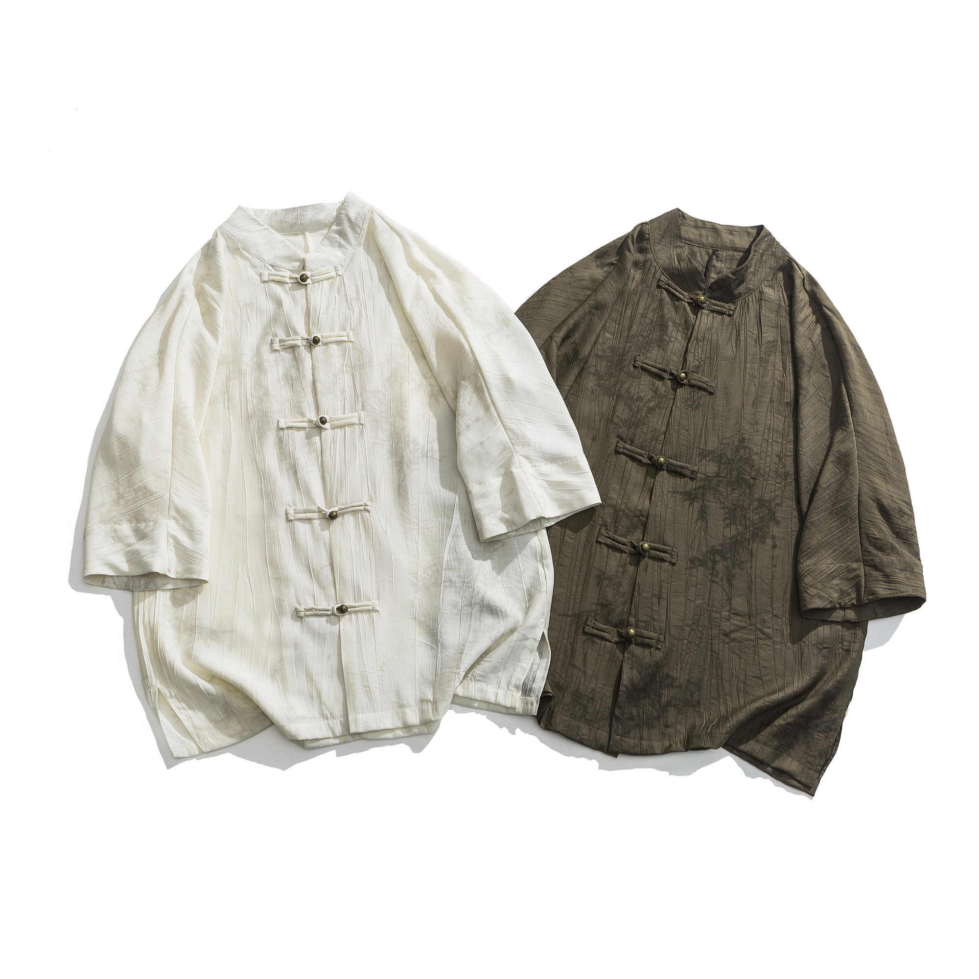 冰丝薄款盘扣衬衫新中式立领衬衣1905-P65,男装衬衫,电商B378（原B341）