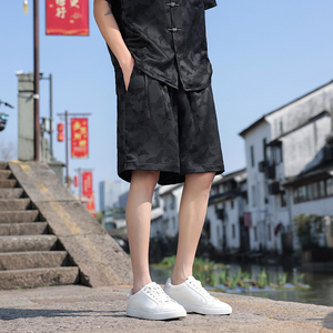 夏季男士提花短裤新中式风大码宽松休闲薄款五分裤K36-P45图片