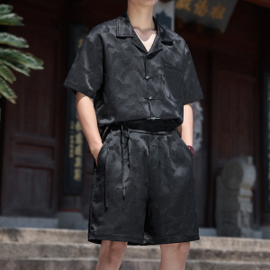 新中式盘扣短袖加五分短裤套装  夏季短袖裤子一套 1928-P100图片