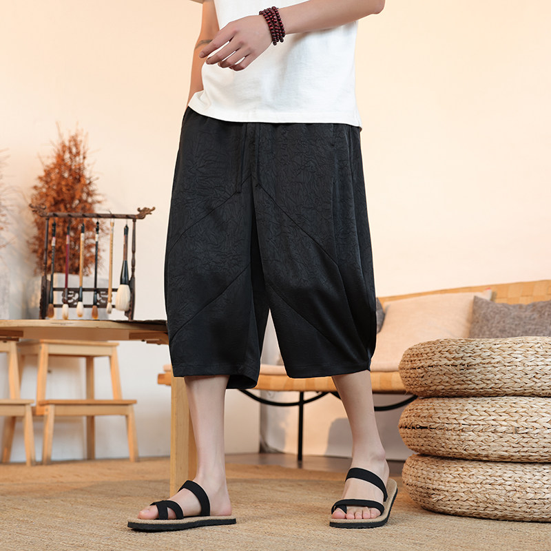 风夏季男士醋酸薄款裤子大码宽松直筒七分休闲裤K35-P55，男装休闲裤，电商B378（原B341）