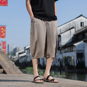 风夏季男士凉感灯笼裤2025中式复古大码宽松七分裤K35-P55图片