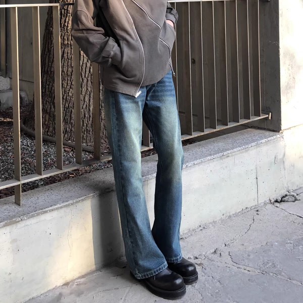 显瘦高微喇叭VIBE风水洗做旧