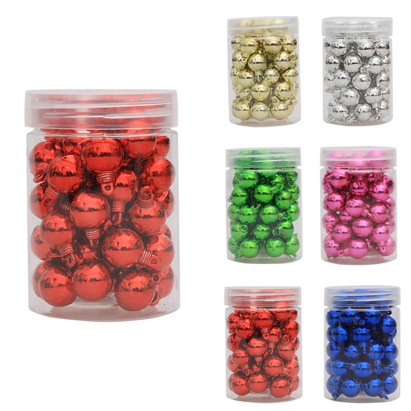 圣诞节1.5cm48个圣诞节电镀光面球迷你挂球圣诞树挂件橱窗布置