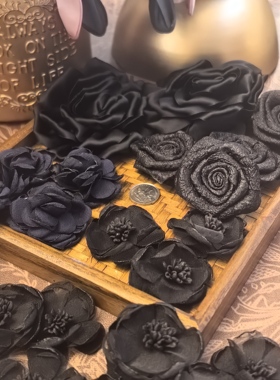 DIY配件黑色/藏蓝色系花朵发饰服饰包饰胸针鞋花等辅料