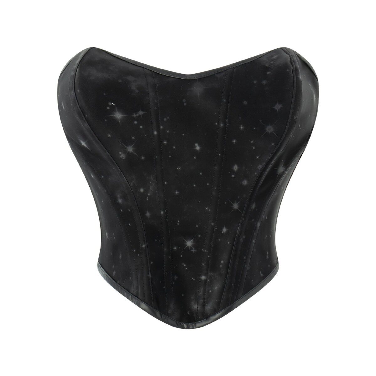 黑色星空印花外穿鱼骨胸衣抹胸短款上衣绑带收腰塑型性感辣妹欧美