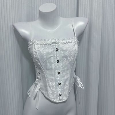 提花绑带单排扣外穿鱼骨胸衣束腰