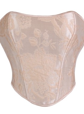 提花宫廷风抹胸外穿鱼骨胸衣抹胸短款上衣绑带收腰复古内搭马面裙