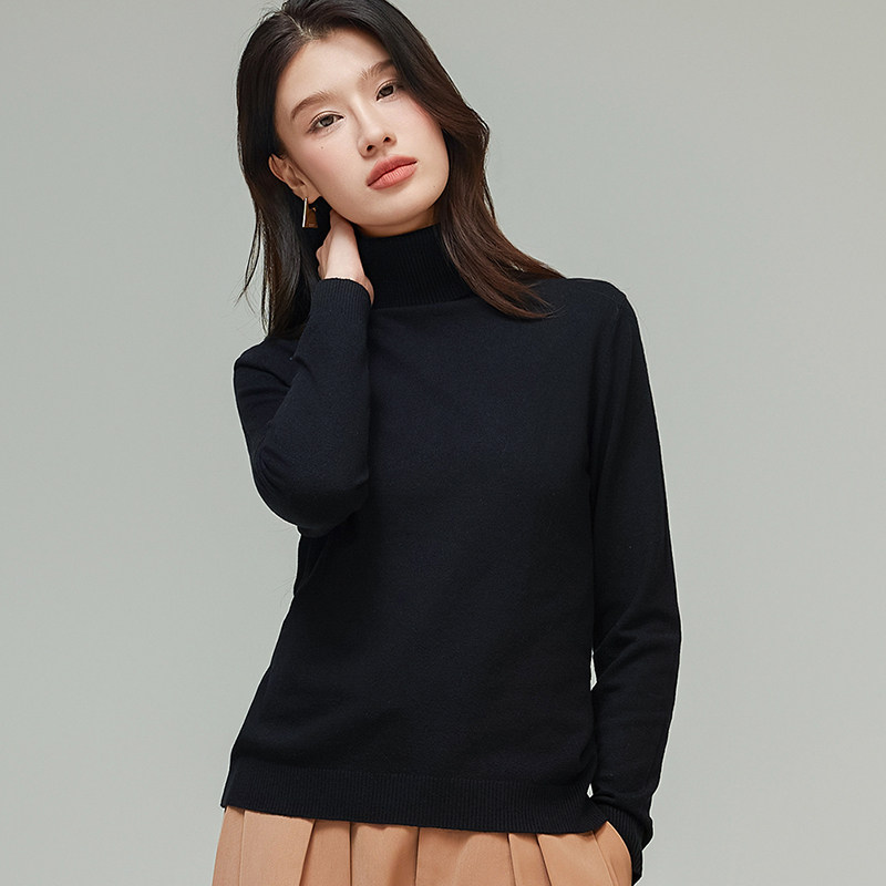 半高领打底衫女秋冬高级感内搭2025新款长袖针织修身显瘦黑色毛衣