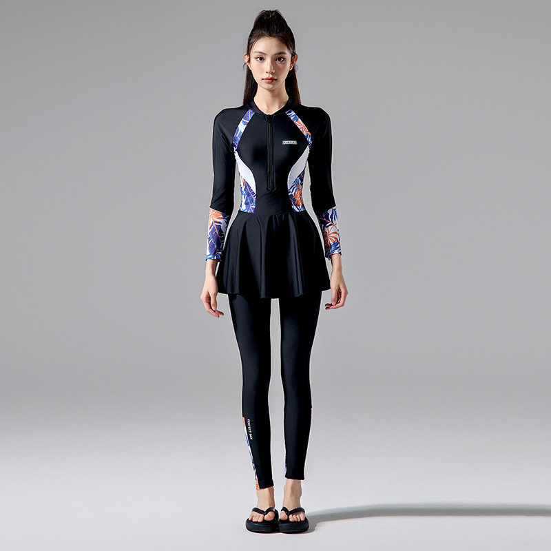 女士分体游泳衣长袖长裤秋冬保暖防晒冲浪服2025新爆款泡温泉套装