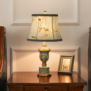 夏度美式台灯卧室ins欧式台灯卧室床头灯可调光复古创意简约温馨
