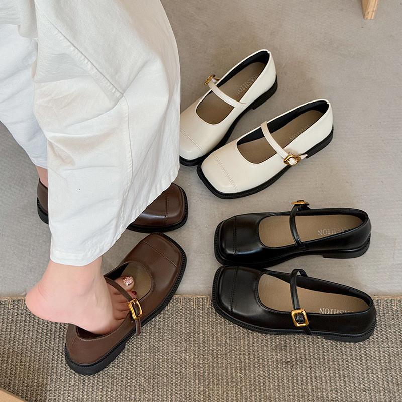 2025秋季新款英伦风小皮鞋女平底一字搭扣玛丽珍鞋时尚单鞋