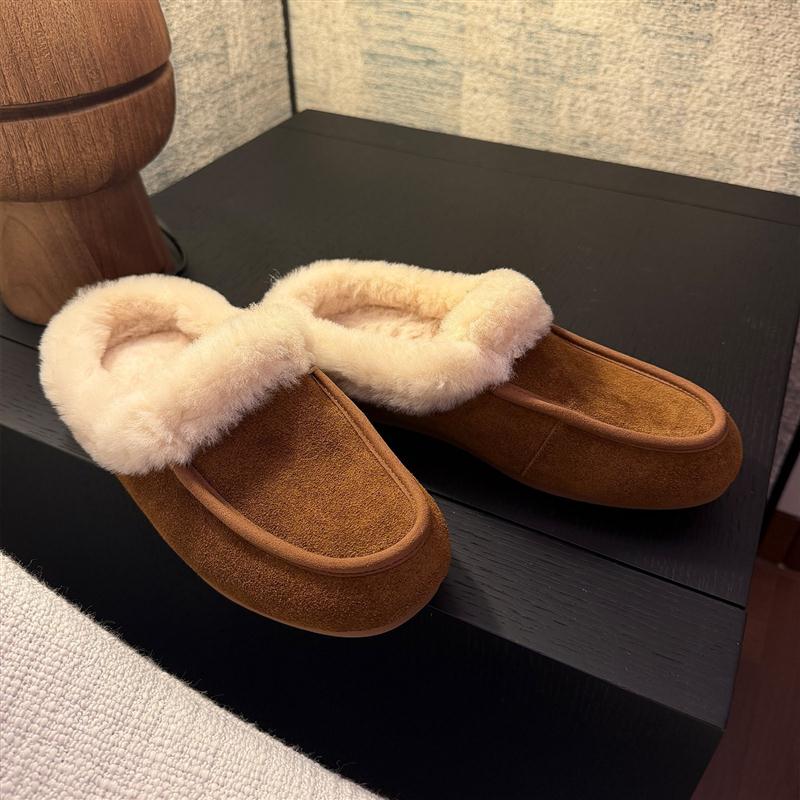 复古勃肯鞋女拖鞋秋冬2025新款休闲百搭加绒包头穆勒鞋毛毛鞋棉鞋