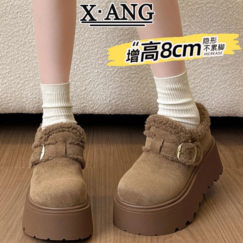 牛皮版全包勃肯鞋厚底增高女鞋加绒加厚保暖棉鞋羊羔毛毛鞋雪地靴