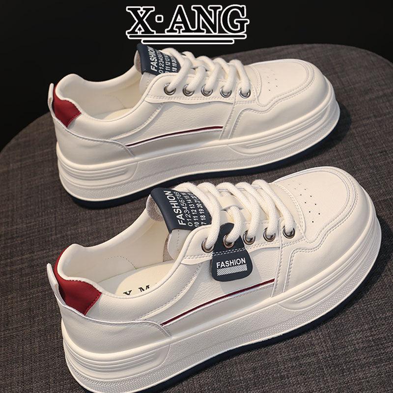 真皮小白鞋女款厚底增高板鞋2025新款秋季鞋子女百搭休闲运动单鞋