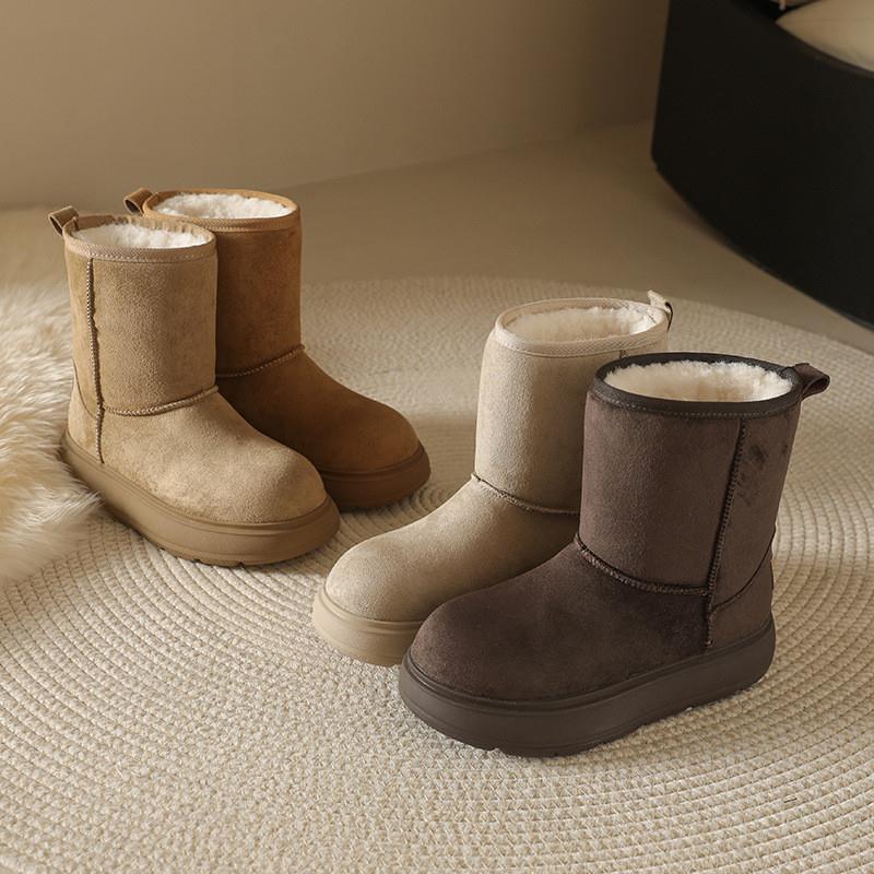 外穿雪地靴女2025冬季新款中高筒大棉鞋加绒厚底女靴子防滑中筒靴