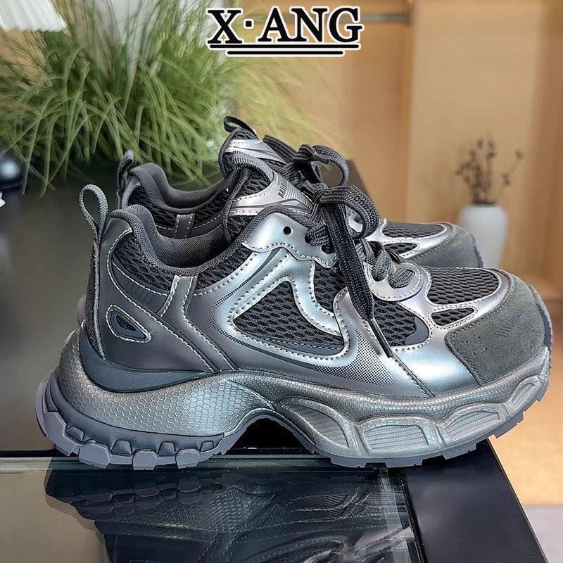 爆款小怪兽老爹鞋女款时尚百搭厚底增高轻便鞋子女真皮休闲运动鞋