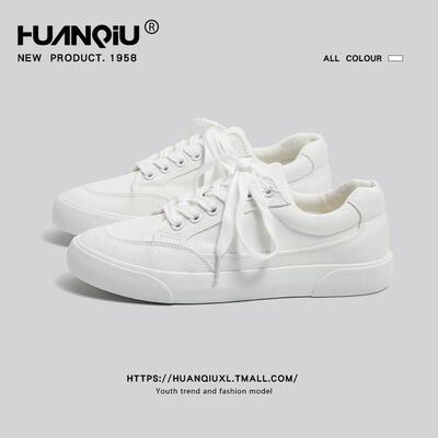 HUANQIU帆布鞋女小白鞋2026年夏季新款百搭ins潮板鞋夏款布鞋