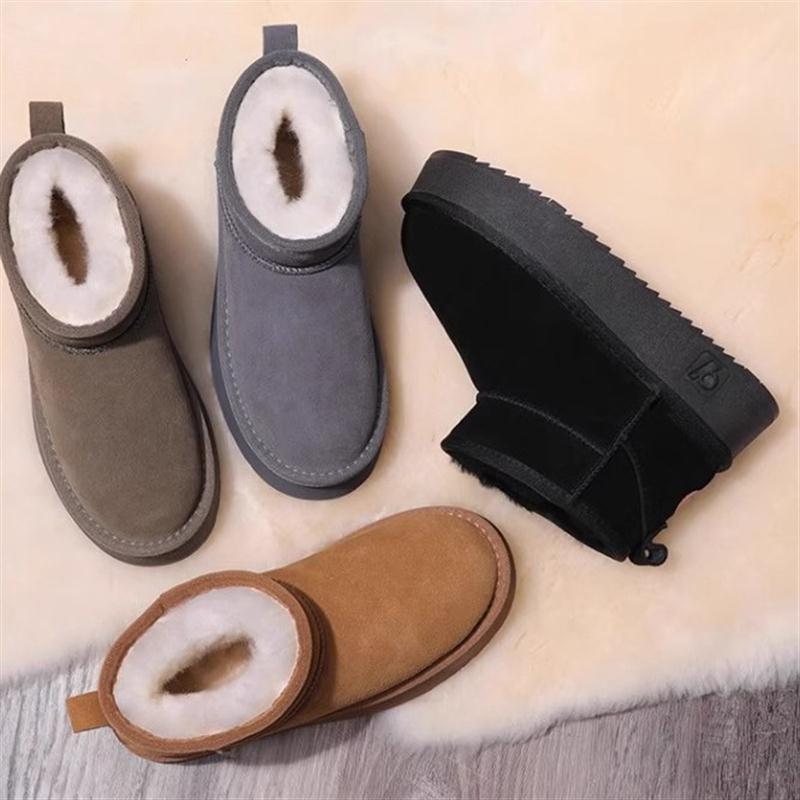 2025新款真皮真羊毛皮毛一体雪地靴防滑加厚冬季短筒靴子加绒棉鞋