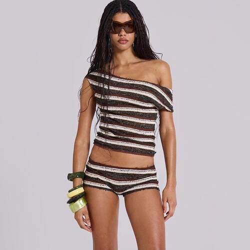 2026珍妮同款比基尼美拉德废土辣妹分体四件针织性感短袖泳衣