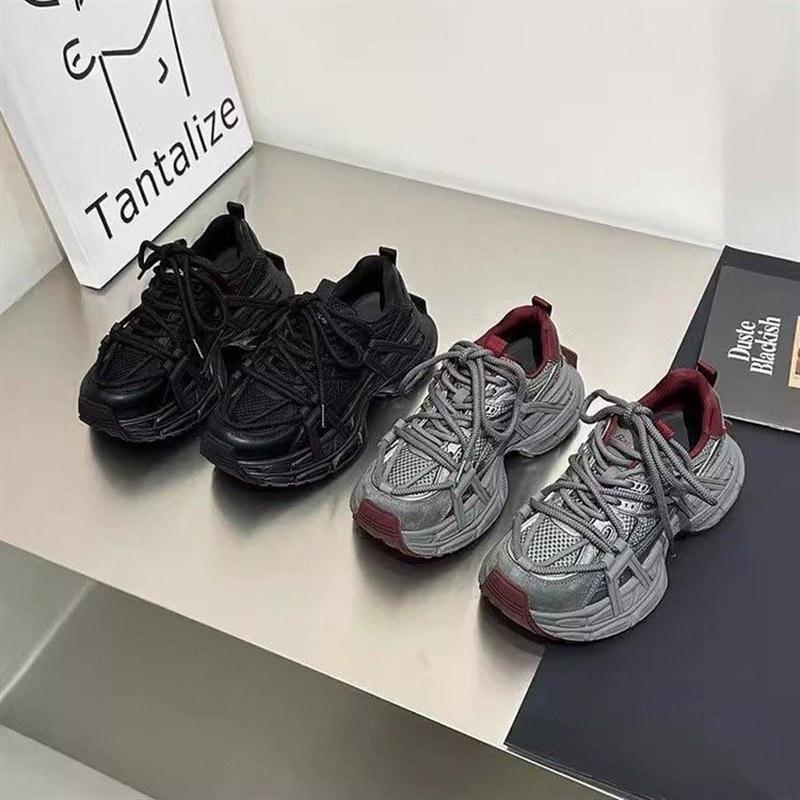 真皮吸膜底老爹鞋女2025秋季新款平底运动鞋复古女鞋休闲厚底鞋女