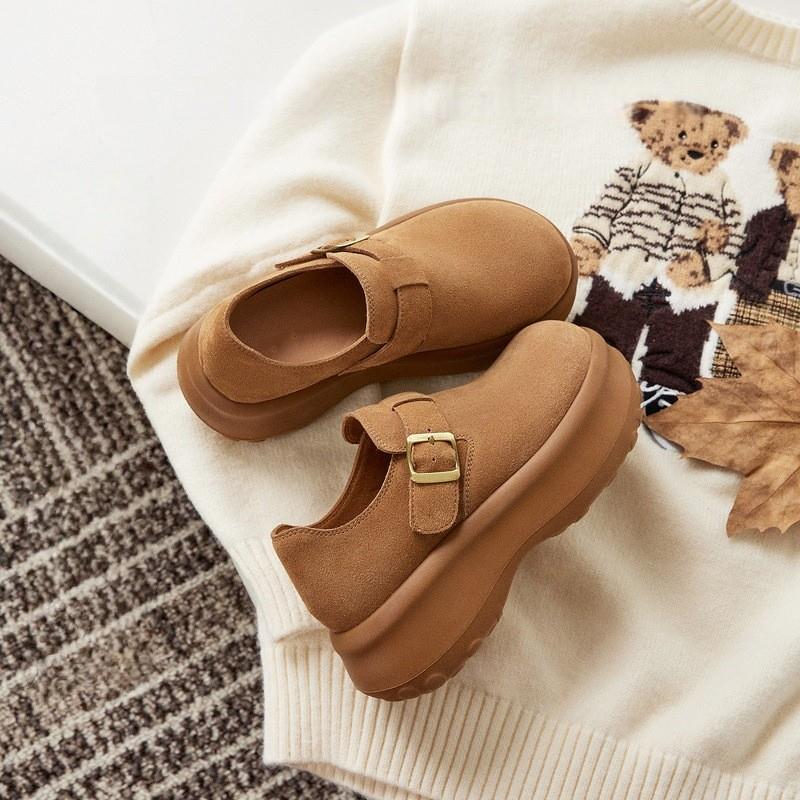 复古厚底松糕休闲勃肯鞋女2025年秋冬季新款小个子百搭丑萌小单鞋