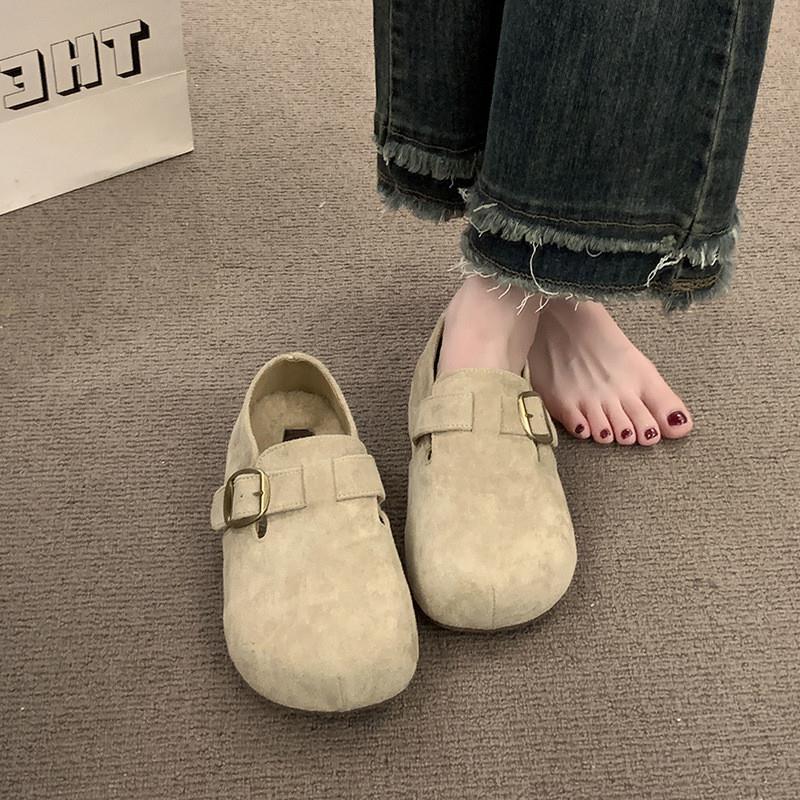 真皮厚底勃肯鞋女2025秋季新款内增高复古全包增高百搭一脚蹬单鞋