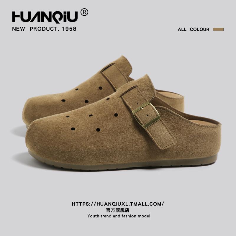 环球洞洞勃肯鞋男款2026新款夏季透气休闲鞋厚底增高懒人包头拖鞋图片