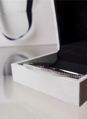 窄版细版手环白金色锆石手镯女款手链时尚简约单排钻细手链