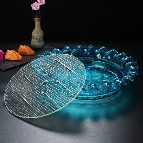 圆形波浪海鲜隔水盘亚克力刺身