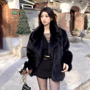 2023秋冬季新款仿狐狸毛皮草外套女中长款宽松翻领年轻款毛毛大衣