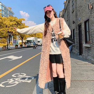 环保毛毛皮草马甲女中长款2025新款时尚高级仿羊羔毛年轻款坎肩