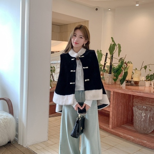 国风皮毛一体马甲女冬季新款环保水貂毛整貂皮休闲年轻款皮草背心