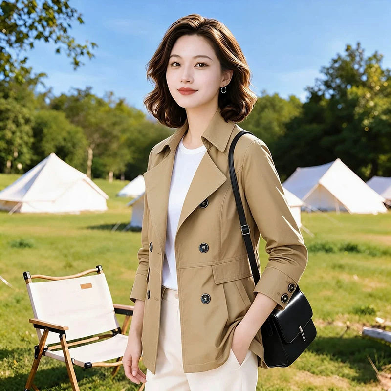 休闲风衣外套女2026年新款爆款春秋季洋气显瘦时尚妈妈装百搭上衣