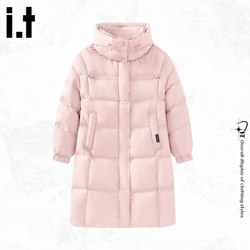 it:CHOCOOLATE粉色羽绒服女款2025新款冬季加绒保暖百搭长款棉服