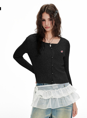 it:CHOCOOLATE黑色吊带针织开衫两件套女2025新款秋修身甜辣外套