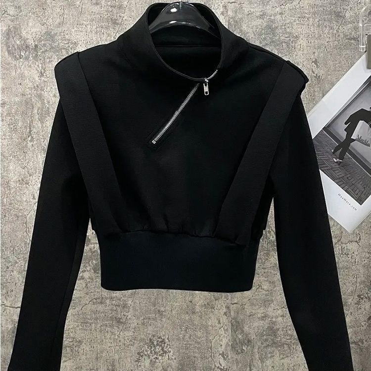 秋冬新款欧货女装新款立领走秀款拉链卫衣直销