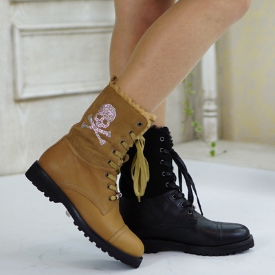 G080Y3系带低跟羊糕毛头层