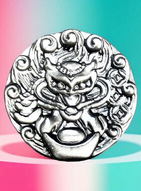 天然银曜石元宝九尾狐狸项链仙狐吊坠饰品男女款毛衣链配饰