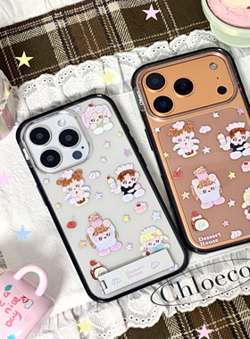 花椰子 联名设计师原创波点天使小丢斜坡壳黑边小卡手机壳适用于iPhone17Pro/16promax/15/14/13 Ca同款壳体