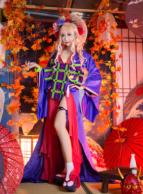 温泉漫漫一超时空f雪露花魁cos和服要塞浴衣拖尾紫色红色定制余款